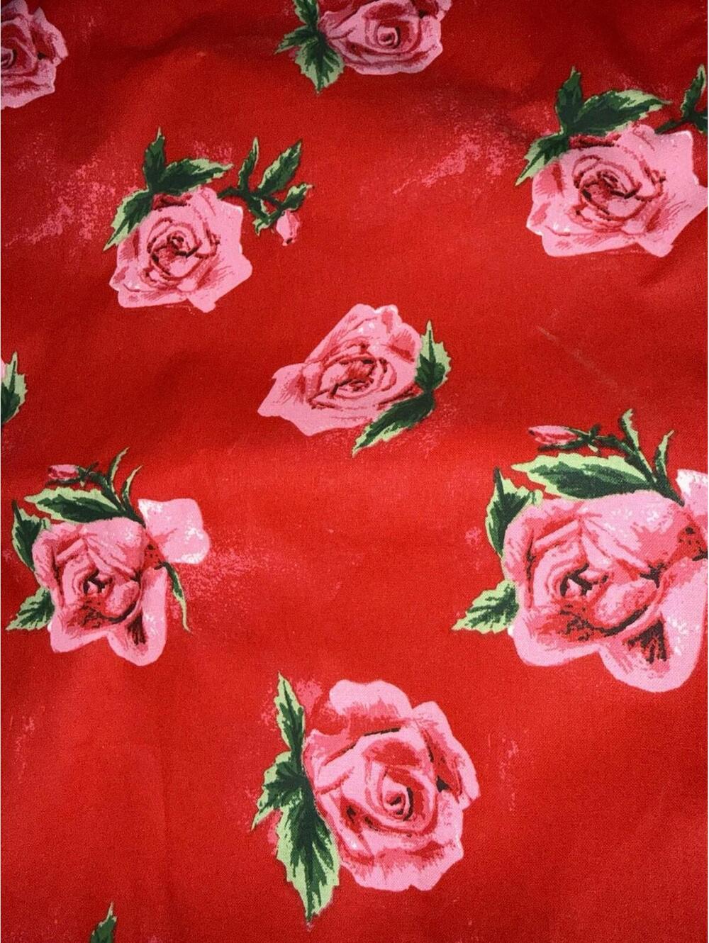 Threshold 72"x14" Roses Reversible Table Runner Red Stripes Ruffle Decor - Picture 5 of 7